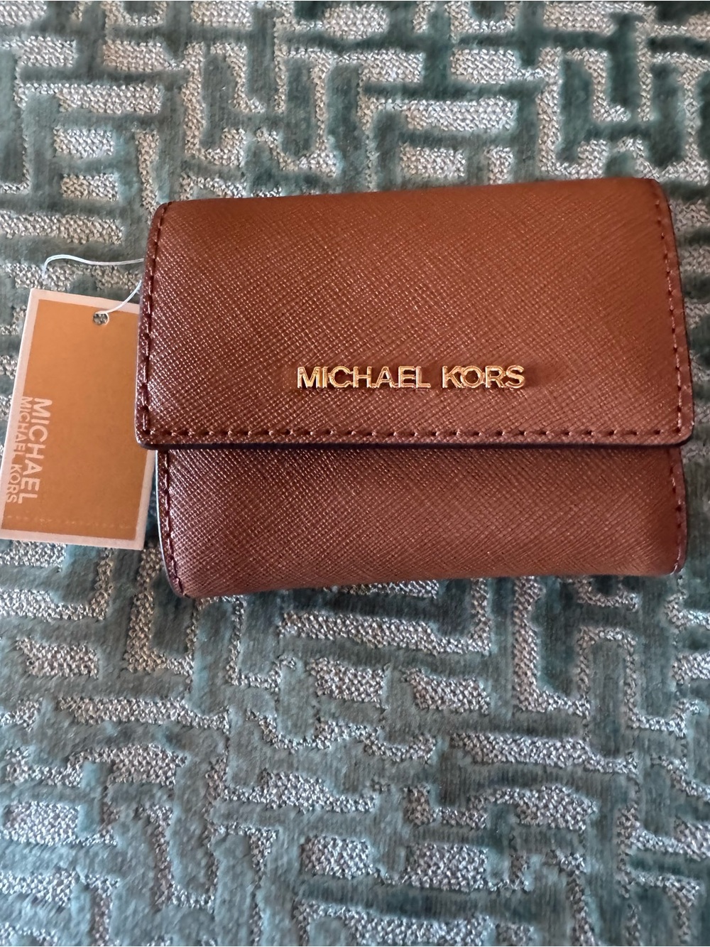 NWT MICHAEL KORS ORG $98 Saffiano Leather Mini Wallet with Coin Pouch 🌹